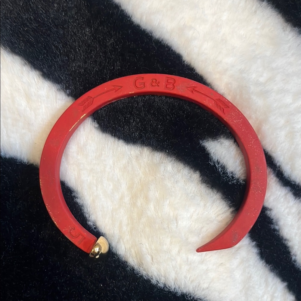 Giles & Brother red and gold railroad spike bracelet cuff